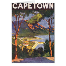 Affiche vintage de voyage, Cape Town, Afrique du S Cartes De Vœux