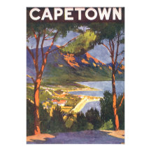 Affiche vintage de voyage, Cape Town, Afrique du S Bristols Personnalisés