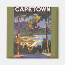 Affiche vintage de voyage, Cape Town, Afrique du S Magnets