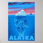 Affiche vintage de voyage d'AlaskaIceberg