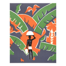 Affiche vintage de voyage d'art déco, jungle afric cartons d'invitation personnalisés