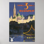 Affiche vintage de voyage de Budapest