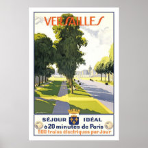 Affiche vintage de voyage de Français de "Versaill
