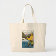 Affiche vintage de voyage de la Suède Sacs En Toile