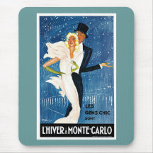 Affiche vintage de voyage de L'Hiver Monte Carlo M Tapis De Souris