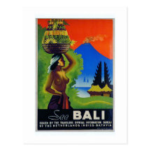 Affiche vintage de voyage de l'Indonésie Bali Carte Postale