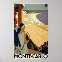 Affiche vintage de voyage de Monte Carlo Monaco