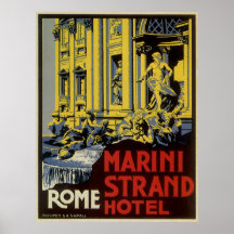 Affiche vintage de voyage, hôtel de brin de Marini