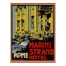 Affiche vintage de voyage, hôtel de brin de Marini Carte Postale