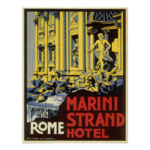 Affiche vintage de voyage, hôtel de brin de Marini Faire-parts