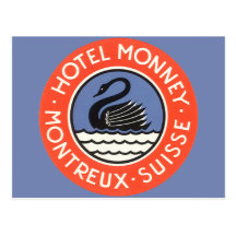 Affiche vintage de voyage, hôtel Monney, Suisse Cartes Postales