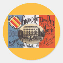 Affiche vintage de voyage, hôtel Paix, Madrid, Esp Autocollants