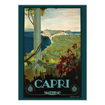 Affiche vintage de voyage, île de Capri, Italie It Carton D'invitation