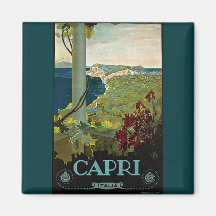 Affiche vintage de voyage, île de Capri, Italie It Aimants
