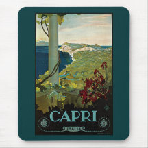 Affiche vintage de voyage, île de Capri, Italie It Tapis De Souris