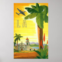 Affiche vintage de voyage, Los Angeles, la Califor