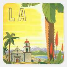 Affiche vintage de voyage, Los Angeles, la Califor Autocollants