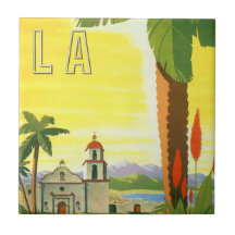 Affiche vintage de voyage, Los Angeles, la Califor Carreaux