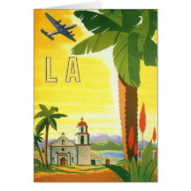 Affiche vintage de voyage, Los Angeles, la Califor Cartes De Vœux