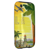 Affiche vintage de voyage, Los Angeles, la Califor Coques Tough iPhone 3