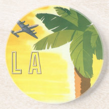 Affiche vintage de voyage, Los Angeles, la Califor Dessous De Verres