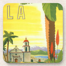 Affiche vintage de voyage, Los Angeles, la Califor Sous-bock