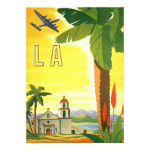 Affiche vintage de voyage, Los Angeles, la Califor Invitations