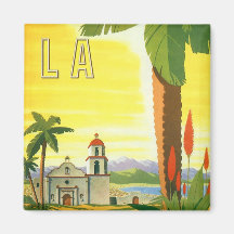Affiche vintage de voyage, Los Angeles, la Califor Magnets