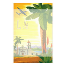 Affiche vintage de voyage, Los Angeles, la Califor Papier À Lettre Customisé