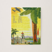 Affiche vintage de voyage, Los Angeles, la Califor Puzzles Avec Photo