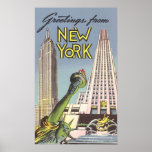 Affiche vintage de voyage, points de repère de New