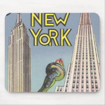 Affiche vintage de voyage, points de repère de New Tapis De Souris