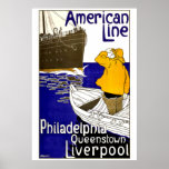 Affiche vintage de voyage pour la ligne américaine