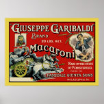 Affiche vintage d'étiquette de macaronis d'art