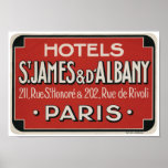 Affiche vintage d'étiquette de voyage de Paris