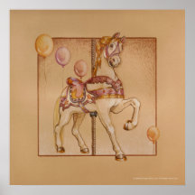 Affiches, copies - carrousel pourpre de poney