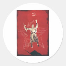 Affiches de propagande d'Union Soviétique de guerr Adhésif Rond