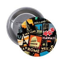 Affiches la rétro Europe vintage Asie Etats-Unis d badges publicitaires