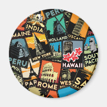 Affiches la rétro Europe vintage Asie Etats-Unis d Magnets