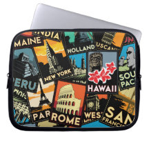 Affiches la rétro Europe vintage Asie Etats-Unis d Housse Ordinateur Portable