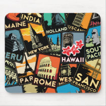 Affiches la rétro Europe vintage Asie Etats-Unis d tapis de souris