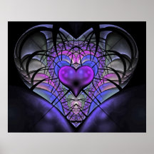 Affiches luminescentes de fractale de coeur