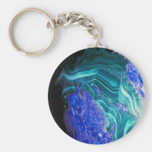 agate spectaculaire avec l'opale, keychain porte-clé