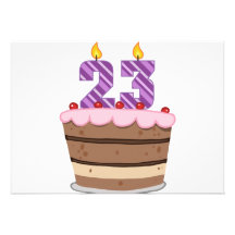 Âge 23 sur le gâteau d'anniversaire invitations