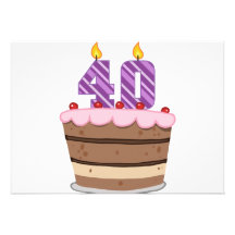 Âge 40 sur le gâteau d'anniversaire faire-parts