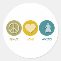 Aikido d'amour de paix adhésifs ronds