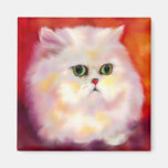Aimant blanc de portrait de chat persan