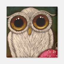 Aimant BLANC de VACANCES de HIBOU de MILOU d'IMAGI