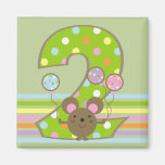 Aimant d'anniversaire de vert de souris de ballon 