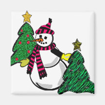 Aimant d'arbre de bonhomme de neige et de Noël